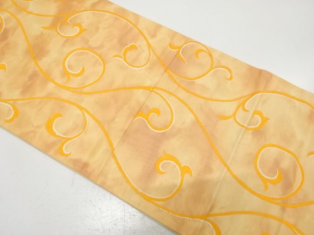 JAPANESE KIMONO / ANTIQUE FUKURO OBI / SILK / WOVEN ARABESQUE